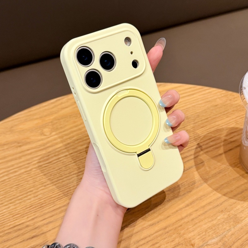 Suitable For IPhone 17 Liquid Silicone Magnetic Stand 16 Pro Max Precision Hole Full Coverage Protective Case_voghion.com