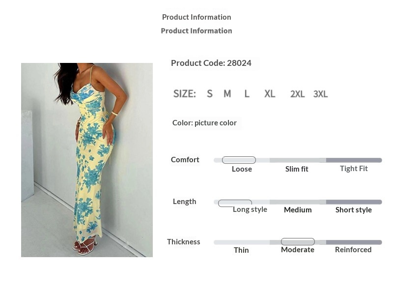 Elegante aansluitende dames maxi jurk strapless bedrukt_voghion.com