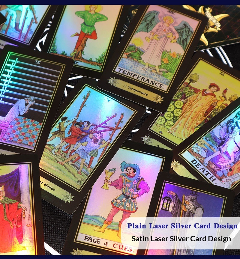 ToyPulse A.E.Weil Officiële Waite Tarot Bordspel Speelkaarten (Effen Laserzilver)_voghion.com