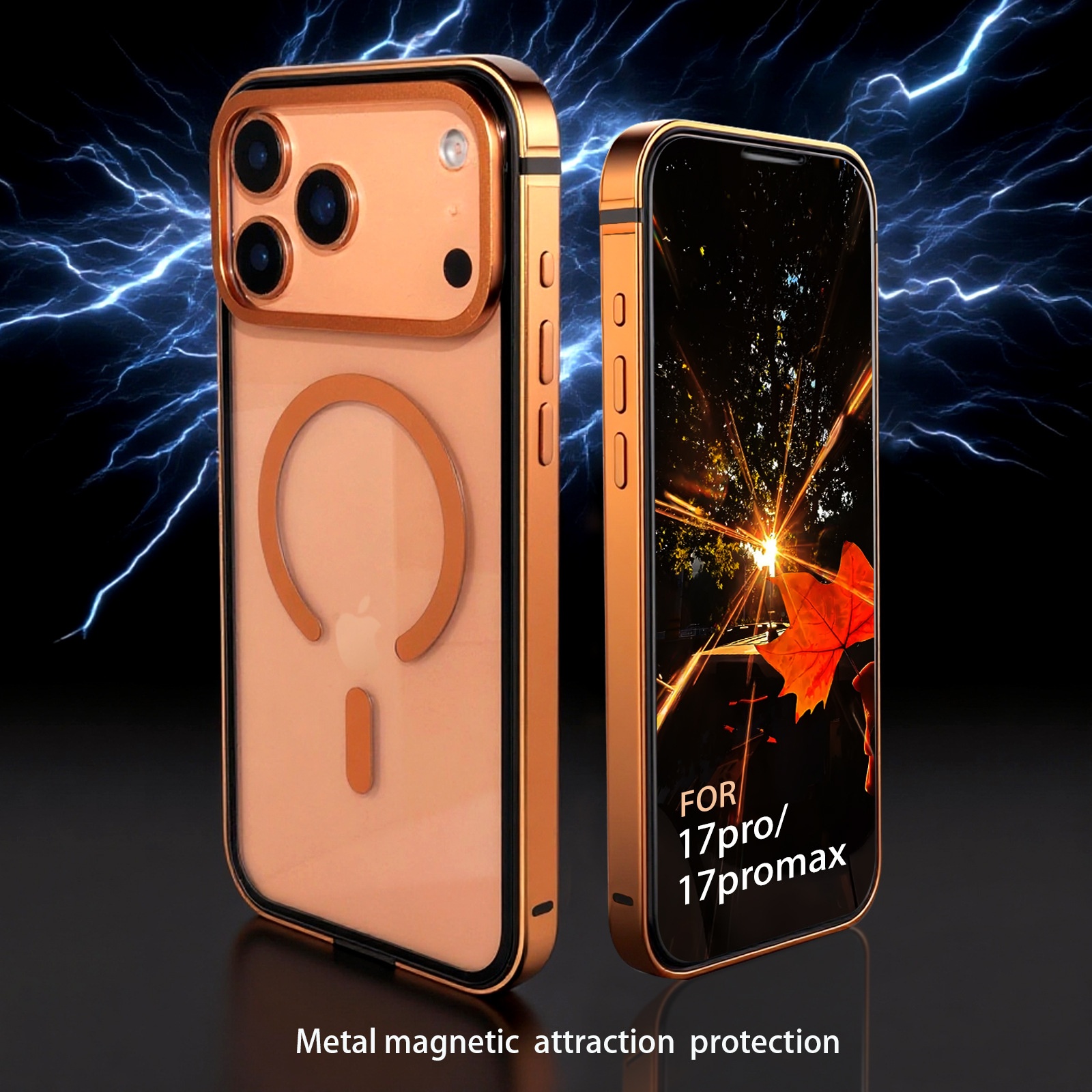 Compatible IPhone Pro Max Magnetic Phone Case, 17 Transparent Protective Cover With Metal Frame, Shockproof And_voghion.com