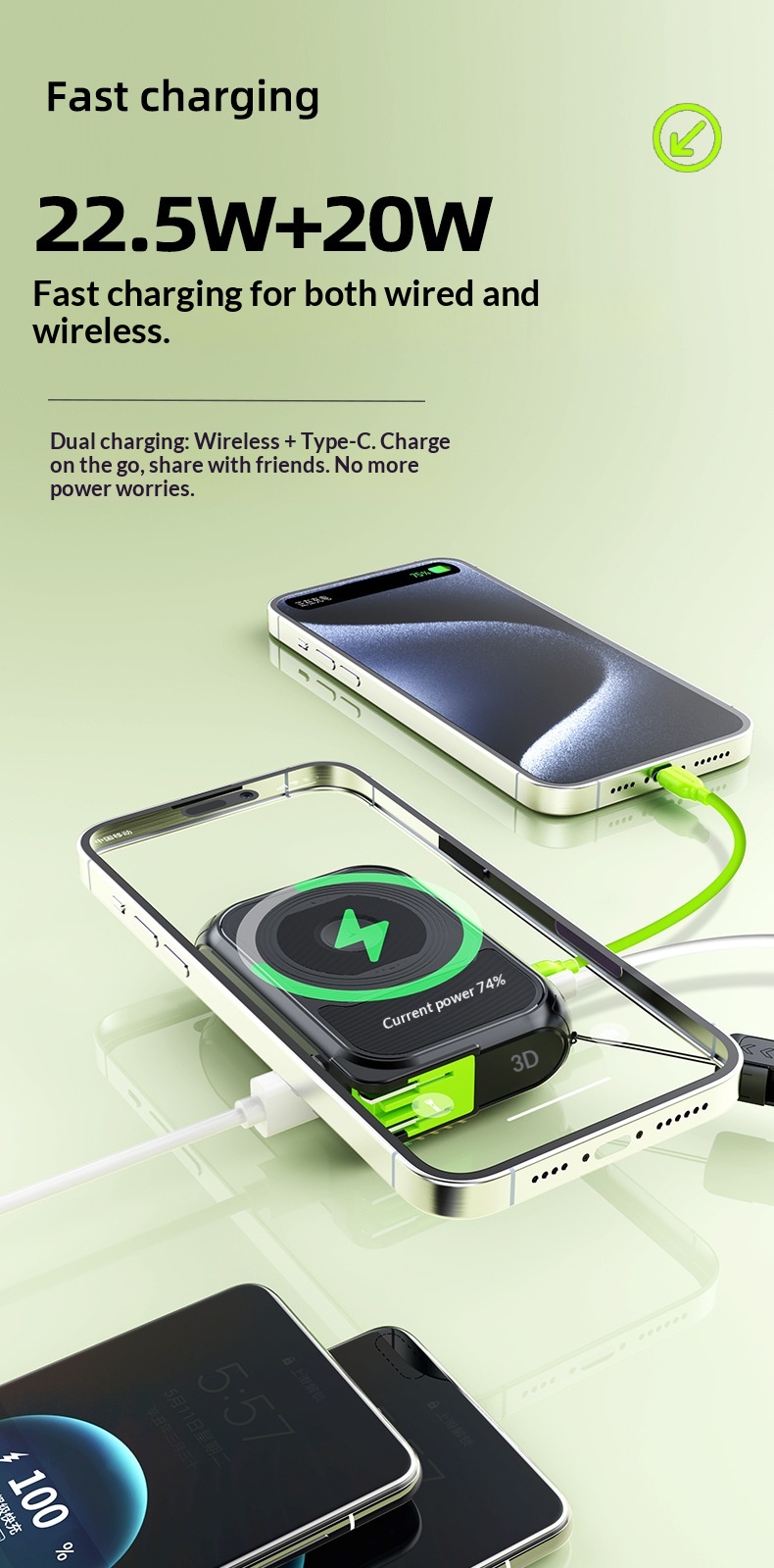 Magnetic Power Bank 20000mah With Super Fast Charging And Ac Plug_voghion.com