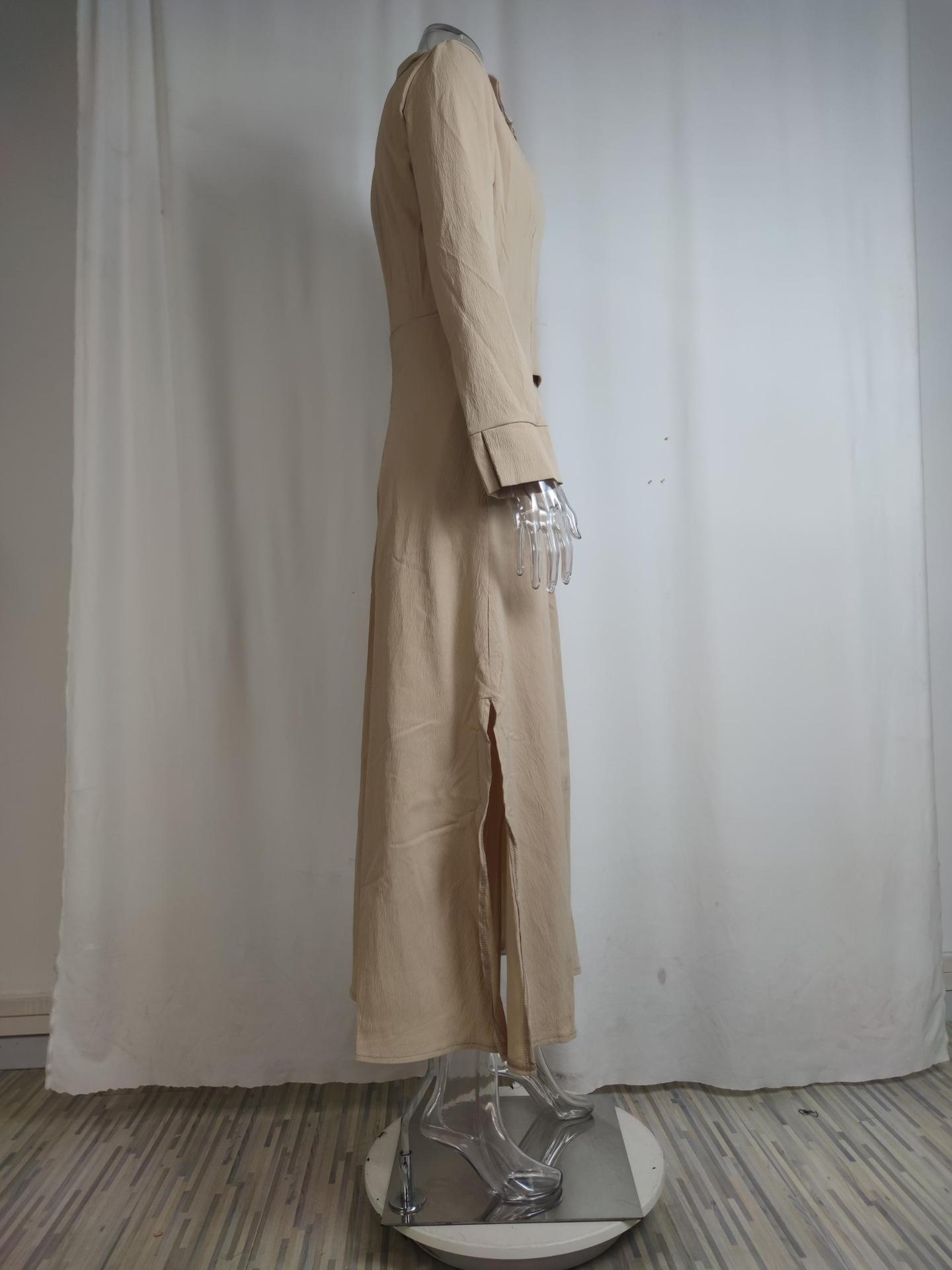 Elegant Women's Dress With Collared Waist-cinching Design_voghion.com