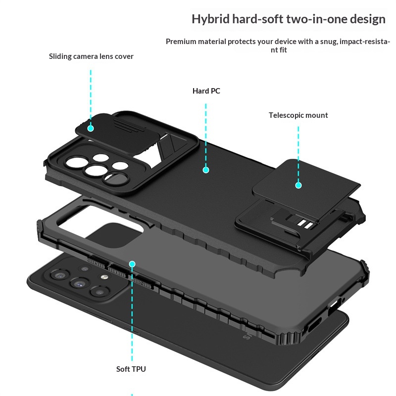 Suitable For Samsung S26Ultra Multifunctional Three-dimensional Stand A54 5G Sliding Window Protective Phone Case_voghion.com