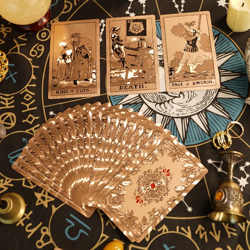 ToyPulse Rose Waite Tarot With Gold Foil Stamping For Beginners, Complete Set Of 80 Plastic Waterproof Board Game Cards_voghion.com