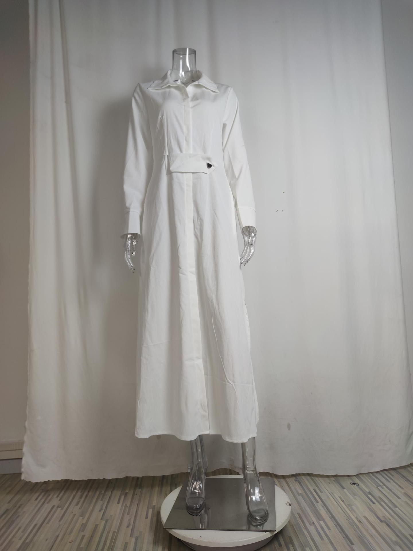 Elegant Women's Dress With Collared Waist-cinching Design_voghion.com