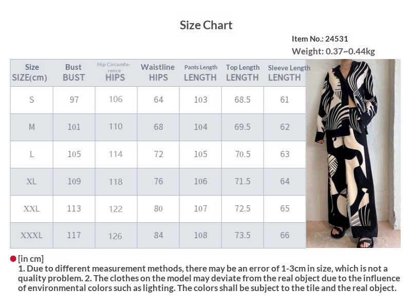 Women's Set Printed Long Cardigan And Straight Pants Set_voghion.com