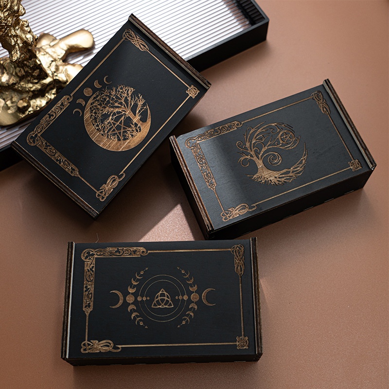 ToyPulse Black Push-Pull Gift Wooden Tarot Card Storage Box_voghion.com