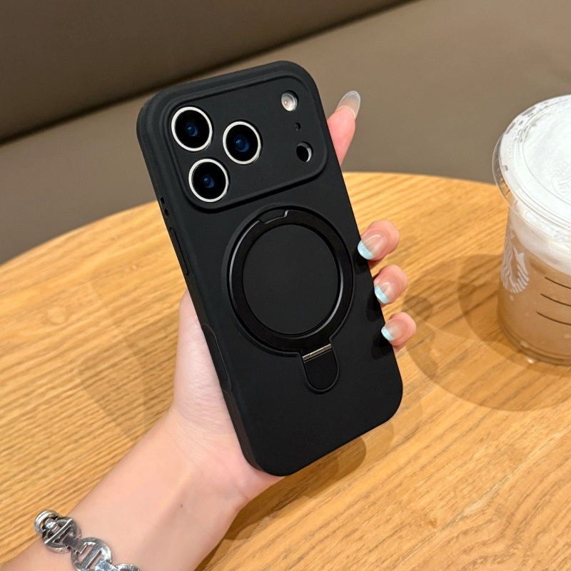 Suitable For IPhone 17 Liquid Silicone Magnetic Stand 16 Pro Max Precision Hole Full Coverage Protective Case_voghion.com
