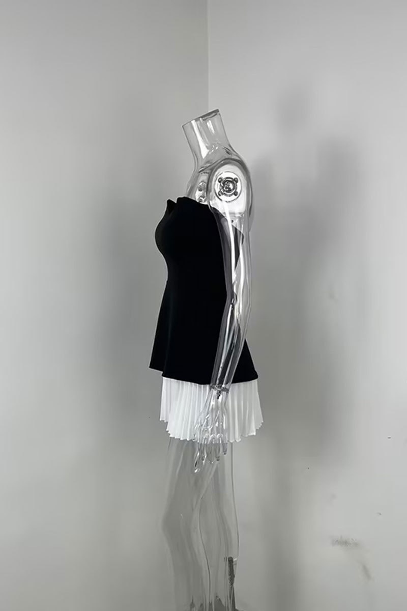 2026 Spring New Women's Clothing European And American Cross-Border Dress Elegant Chanel-Style Strapless Gown Pleated_voghion.com