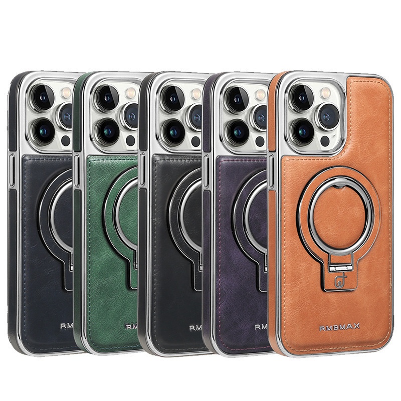 RMBMAX Compatible IPhone 17 Magnetic Phone Case 16 Pro Max Electroplated Stand Protective Cover_voghion.com
