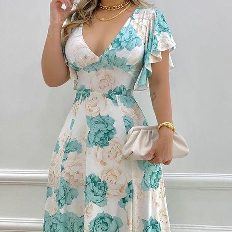 2026 Spring New Women's Clothing: European And American Style For Cross-Border E-commerce, Sexy Waist-Cinching Printed_voghion.com