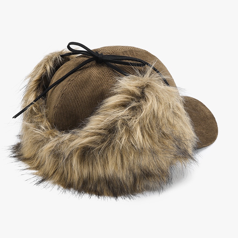 Tor Zur Wildnis Korean Autumn Winter New Letter Embroidery Corduroy Duckbill For Women Men Thickened Warm Ear Protection Baseball Cap_voghion.com