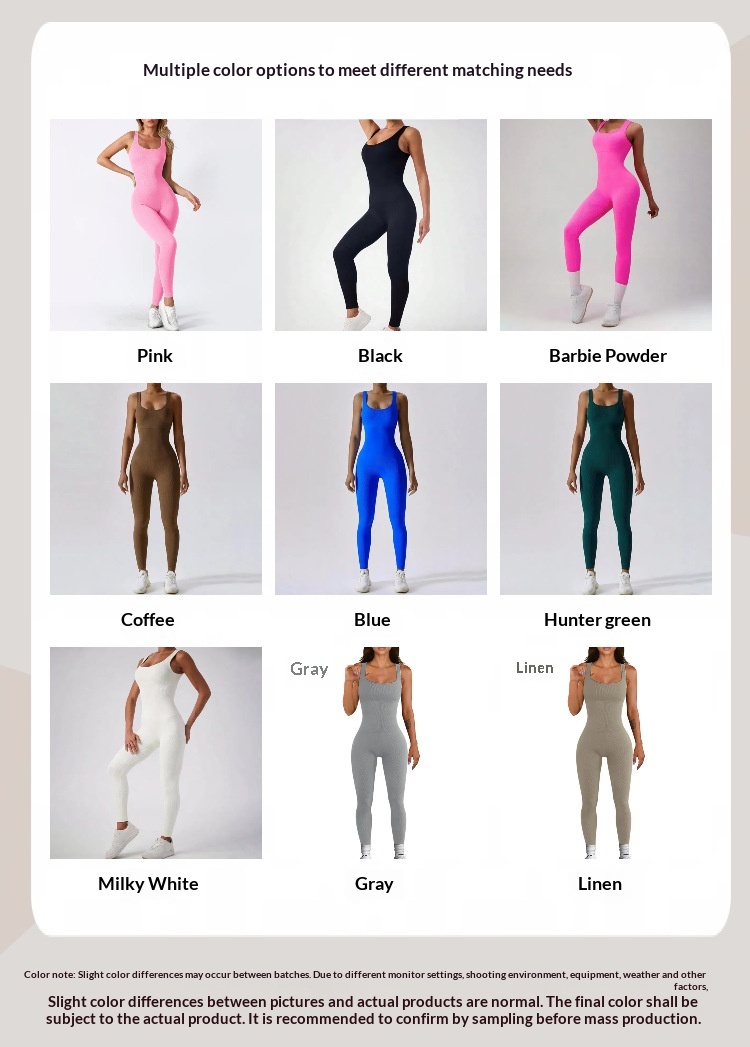 Seamless Ribbed Yoga Bodysuit High Elastic Tight Fitting_voghion.com