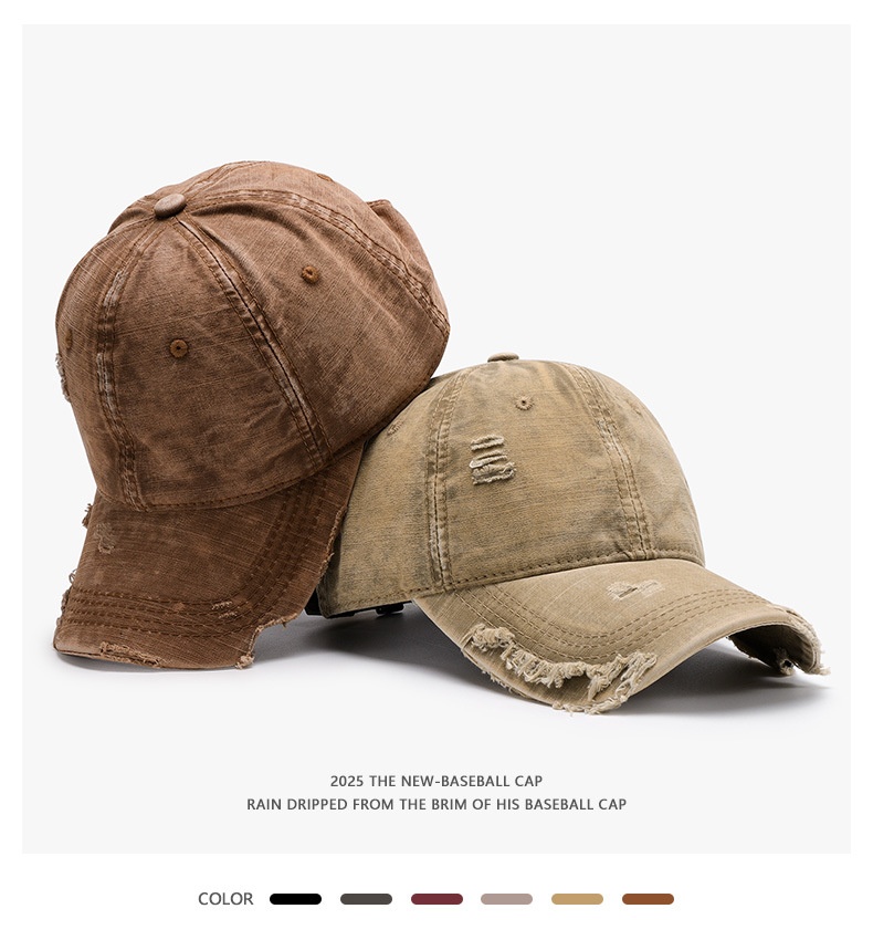 Washed Baseball Cap For Men And Women, Plain Duckbill Sun Hat_voghion.com
