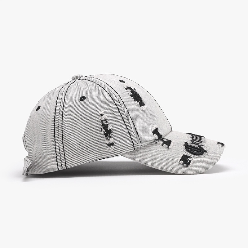 Tor Zur Wildnis Spring Color-Block Distressed Letter Embroidery Men's Large Head Circumference Personality Fashion Baseball Women's_voghion.com