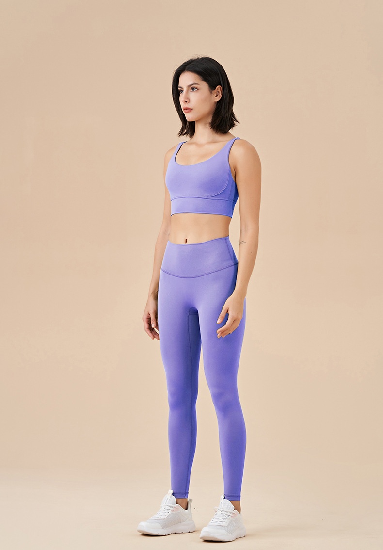 No Embarrassing Lines Double-Sided Brushed Bare Feel Yoga European And American High Waist Peach Lift Sports Fitness_voghion.com