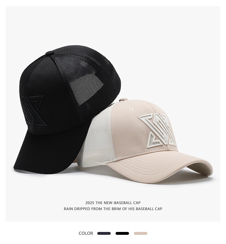 Gorra de béisbol de malla transpirable con visera deportiva_voghion.com