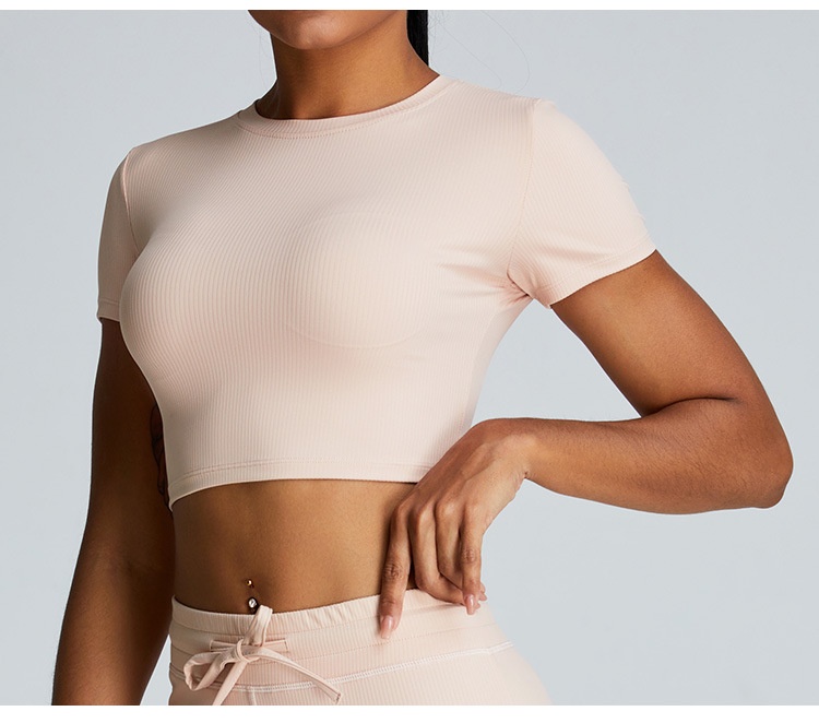 European And American Style Threaded Tight-Fitting Short-Sleeve Bare-Feel Yoga For Women Quick-Dry Flared Pants Fitness_voghion.com