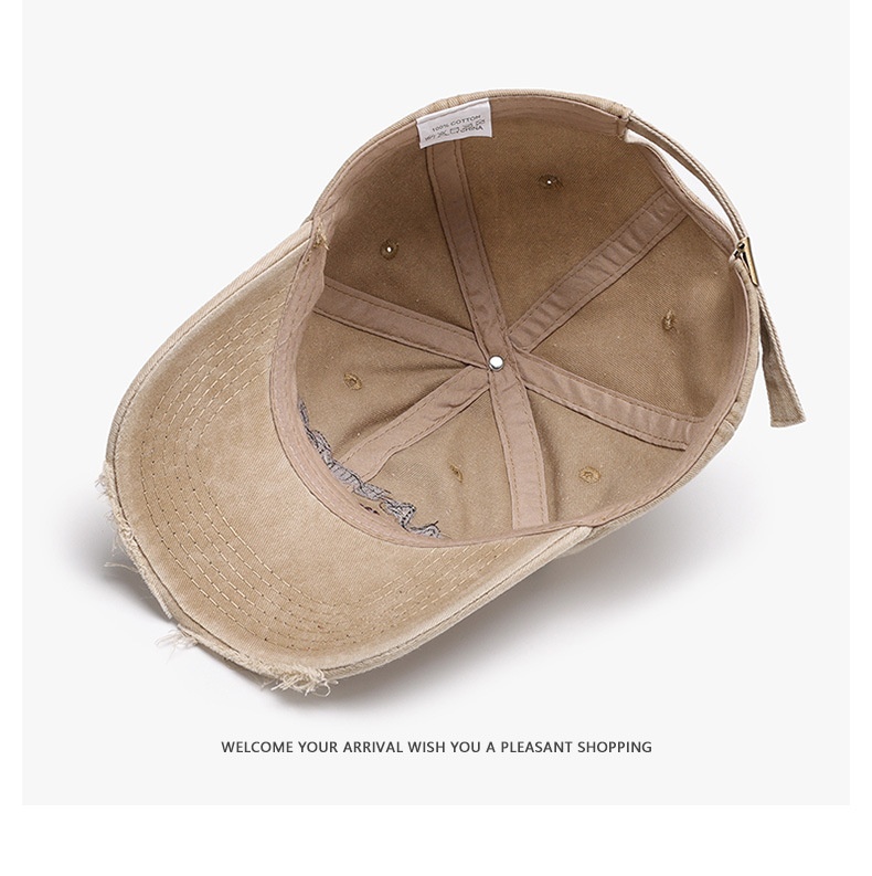 Letter Washed Patch Embroidery Baseball Cap For Outdoor Sports_voghion.com