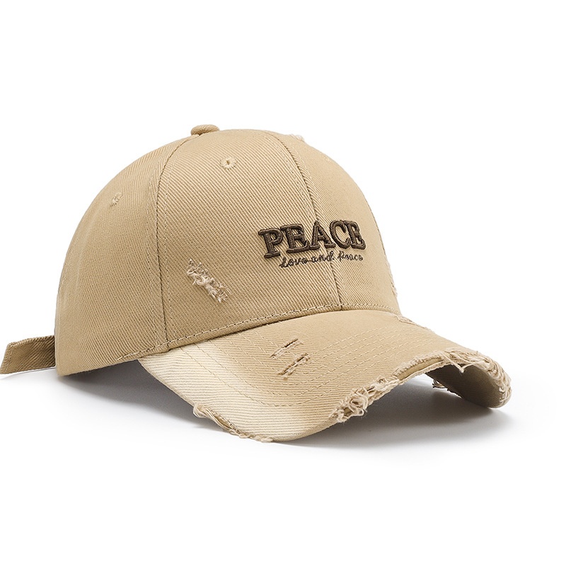 Tor Zur Wildnis New Style Distressed Embroidered Letter Hard Duckbill Hat For Men Women, Spring Autumn, Large Head Circumference, Wide_voghion.com