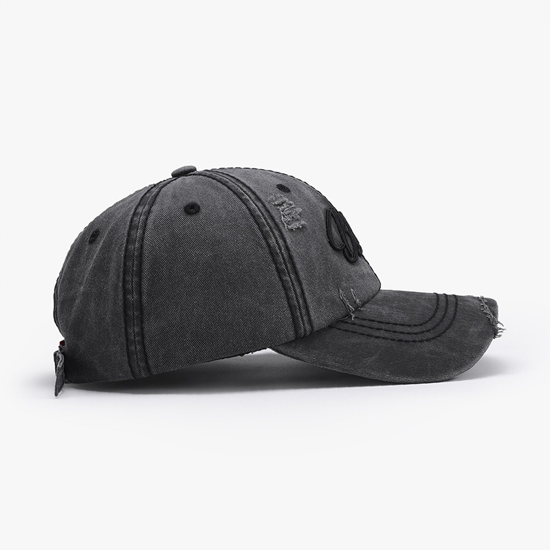Tor Zur Wildnis Black Letter 3D Embroidery Washed Unisex Spring Soft Top Baseball Outdoor Curved Brim Versatile Cap_voghion.com