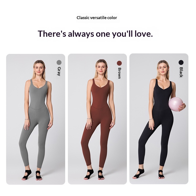 Macacão de ginástica acolchoado com costas bonitas, respirável, com toque suave, calça de ioga modeladora para mulheres._voghion.com