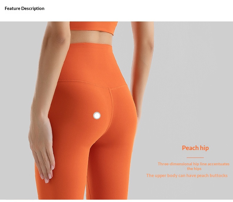 No Embarrassing Lines Double-Sided Brushed Bare Feel Yoga European And American High Waist Peach Lift Sports Fitness_voghion.com