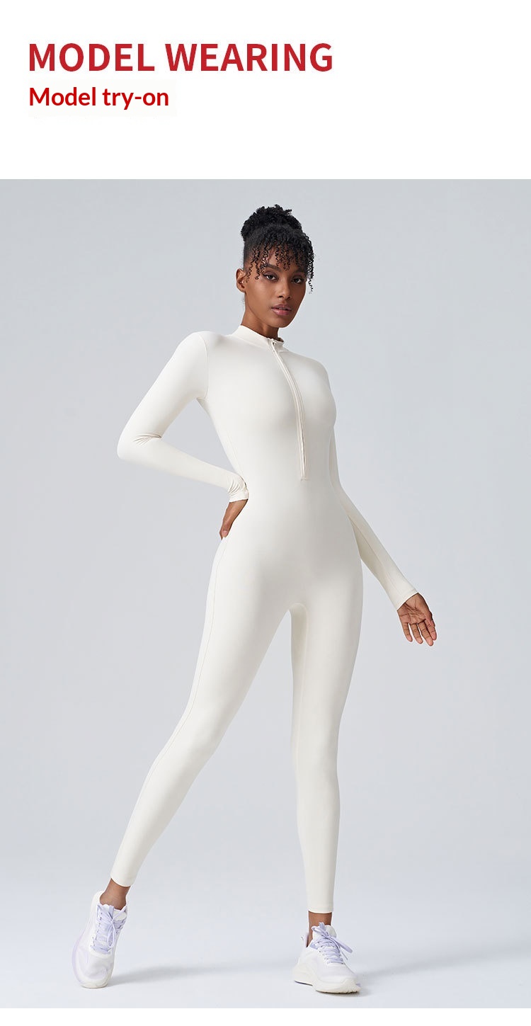 Combinaison de yoga avec fermeture éclair et effet push up_voghion.com
