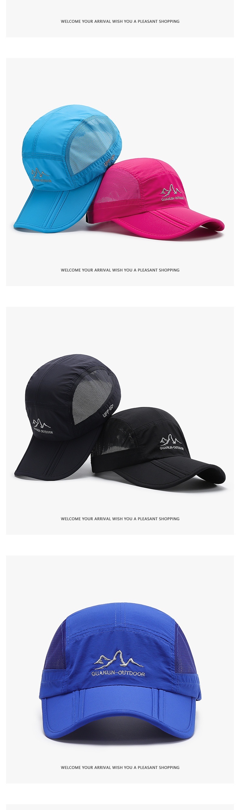 Tor Zur Wildnis Summer Outdoor Protection Casual Sports Sun Foldable Brim Breathable Quick-Dry Baseball Mesh Hat_voghion.com