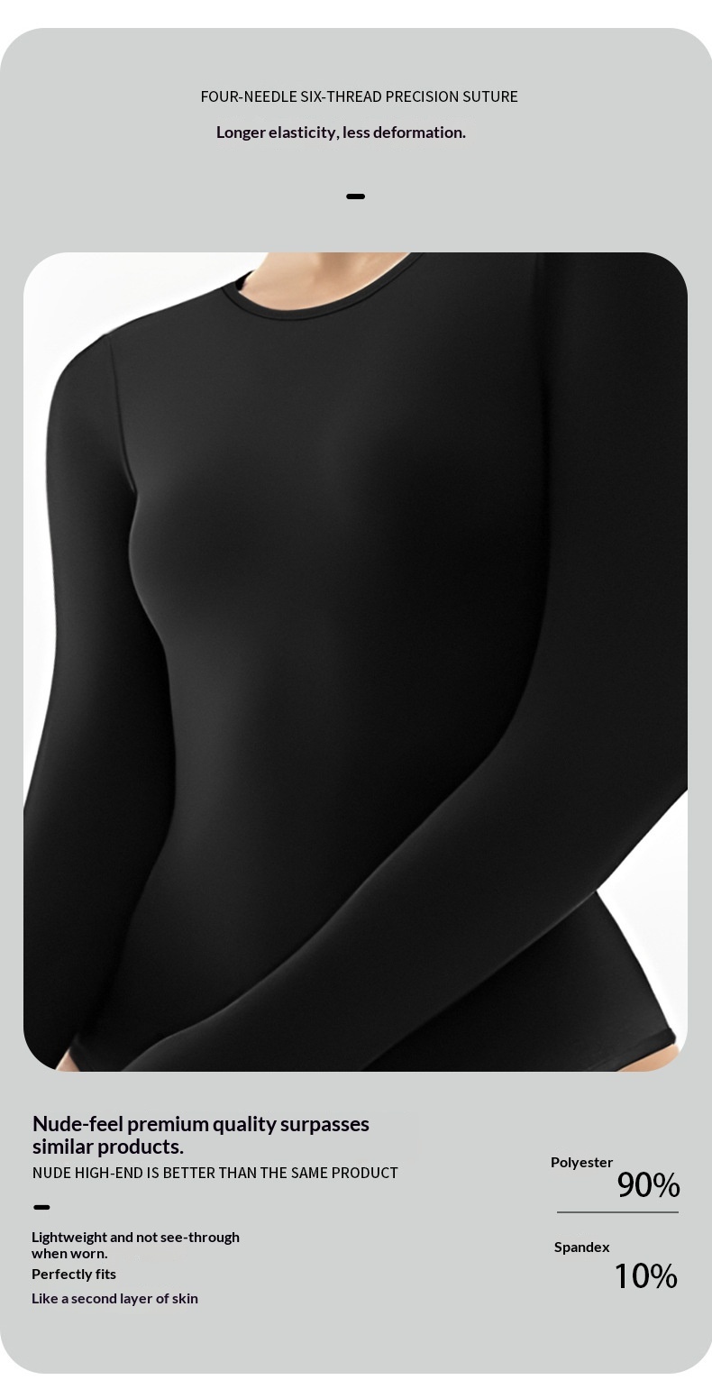 New European And American Long Sleeve Bodysuit Tight Slimming Yoga Tummy Control Triangle Pants Shaping Base Layer_voghion.com