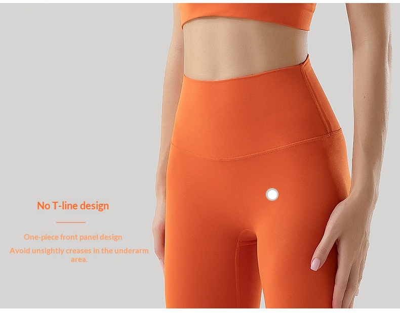 No Embarrassing Lines Double-Sided Brushed Bare Feel Yoga European And American High Waist Peach Lift Sports Fitness_voghion.com