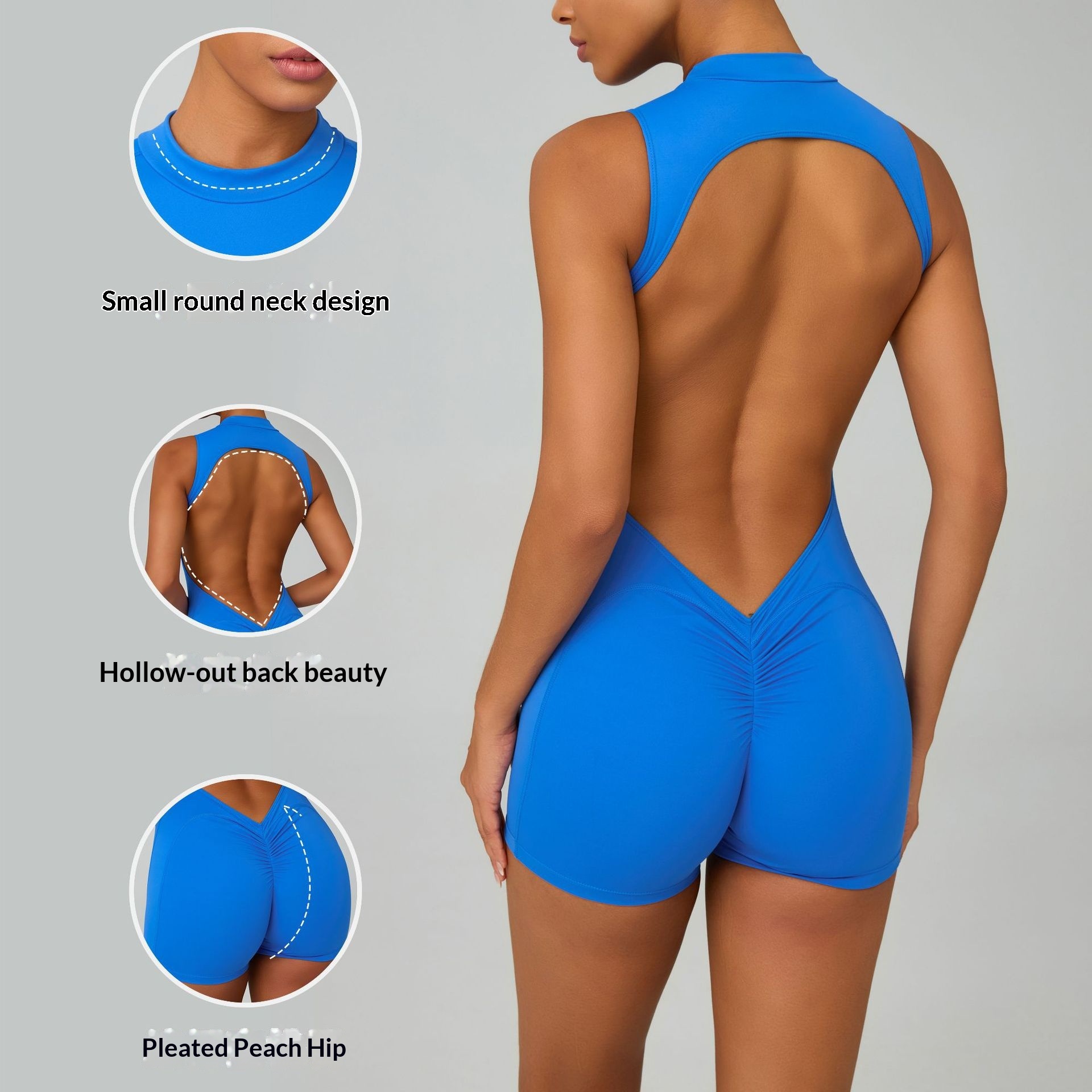 European And American Style Nude Feel Tight Sports Bodysuit For Women With Hollow Back Design, Beautiful Back, Hip Lift,_voghion.com