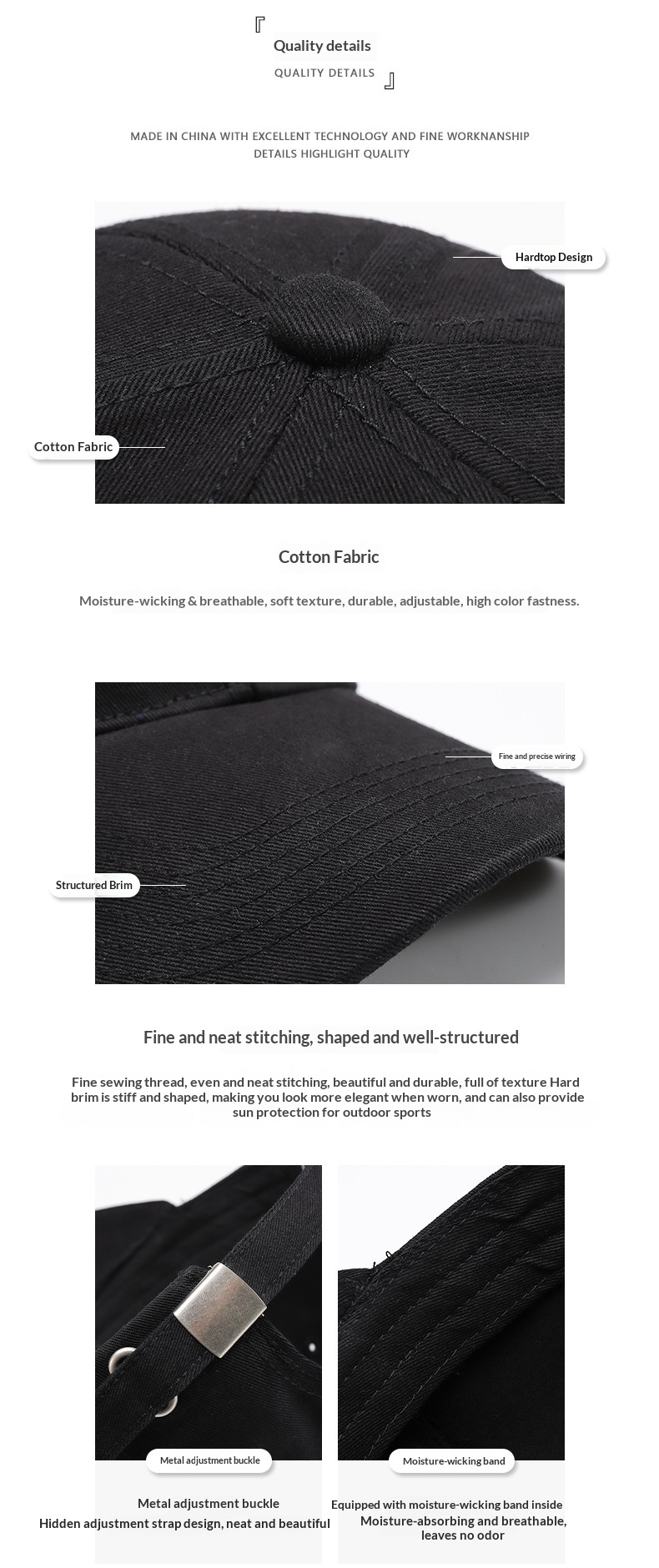 Tor Zur Wildnis Spring And Autumn Hard Top Letter Small Face Men's Baseball Cross-Border Outdoor Curved Brim Fashion Black Duckbill Cap_voghion.com
