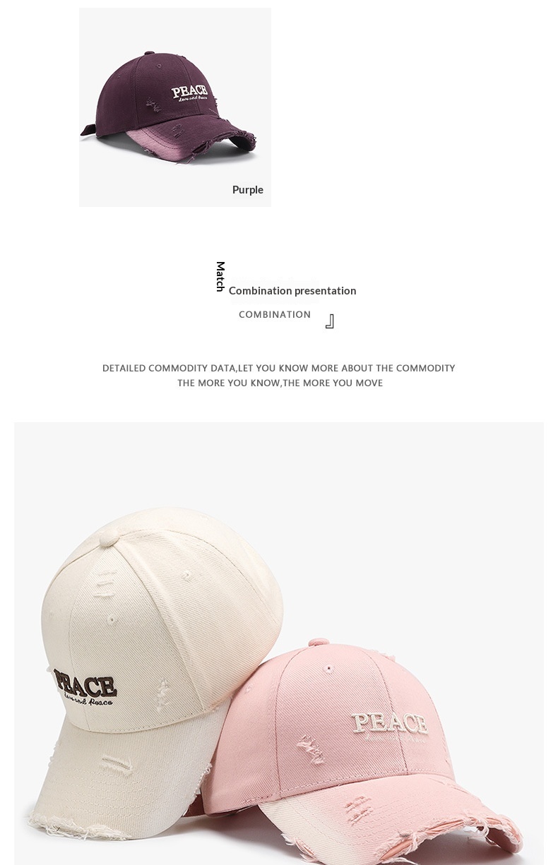 Distressed Embroidered Baseball Cap For Men And Women, Large Fit_voghion.com