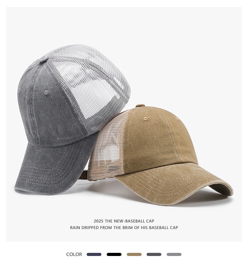 Tor Zur Wildnis New Men's Women's Spring Summer Vintage Washed Anti-Sun Outdoor Retro European And American Style Mesh Sun Hat_voghion.com