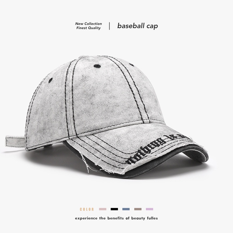 Tor Zur Wildnis Personalized Washed Letter Embroidery Men's Large Head Circumference Women's Outdoor European And American Cross-Border_voghion.com