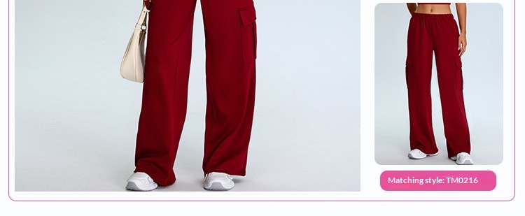 Damen Cargo Yoga Hose Locker Lässig Elastischer Bund Gerader Schnitt_voghion.com