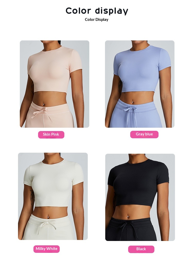 European And American Style Threaded Tight-Fitting Short-Sleeve Bare-Feel Yoga For Women Quick-Dry Flared Pants Fitness_voghion.com