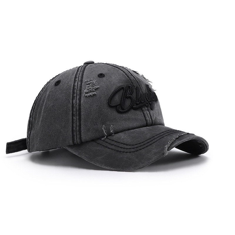 Tor Zur Wildnis Black Letter 3D Embroidery Washed Unisex Spring Soft Top Baseball Outdoor Curved Brim Versatile Cap_voghion.com