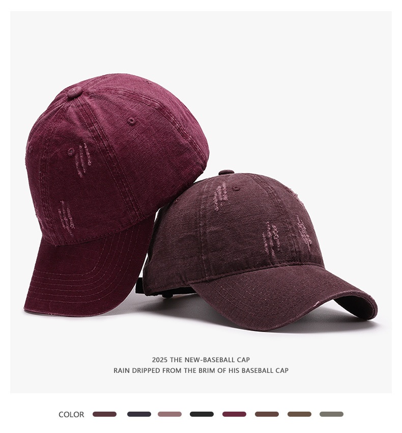 Washed Distressed Baseball Cap For Men Black Outdoor Casual Hat_voghion.com