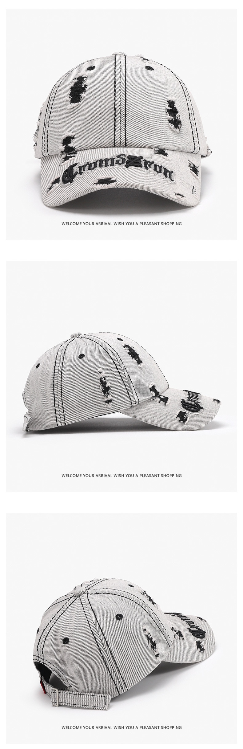 Tor Zur Wildnis Spring Color-Block Distressed Letter Embroidery Men's Large Head Circumference Personality Fashion Baseball Women's_voghion.com