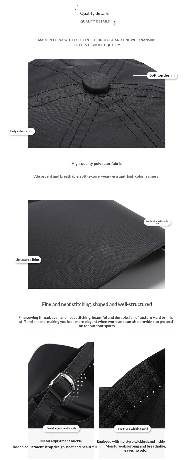 Geperforeerde baseball cap lichtgewicht sneldrogend sport_voghion.com