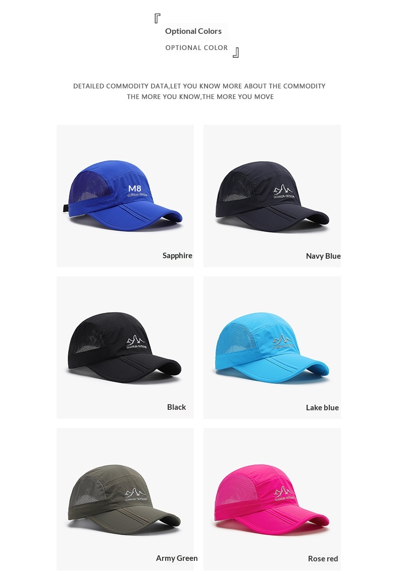 Tor Zur Wildnis Summer Outdoor Protection Casual Sports Sun Foldable Brim Breathable Quick-Dry Baseball Mesh Hat_voghion.com