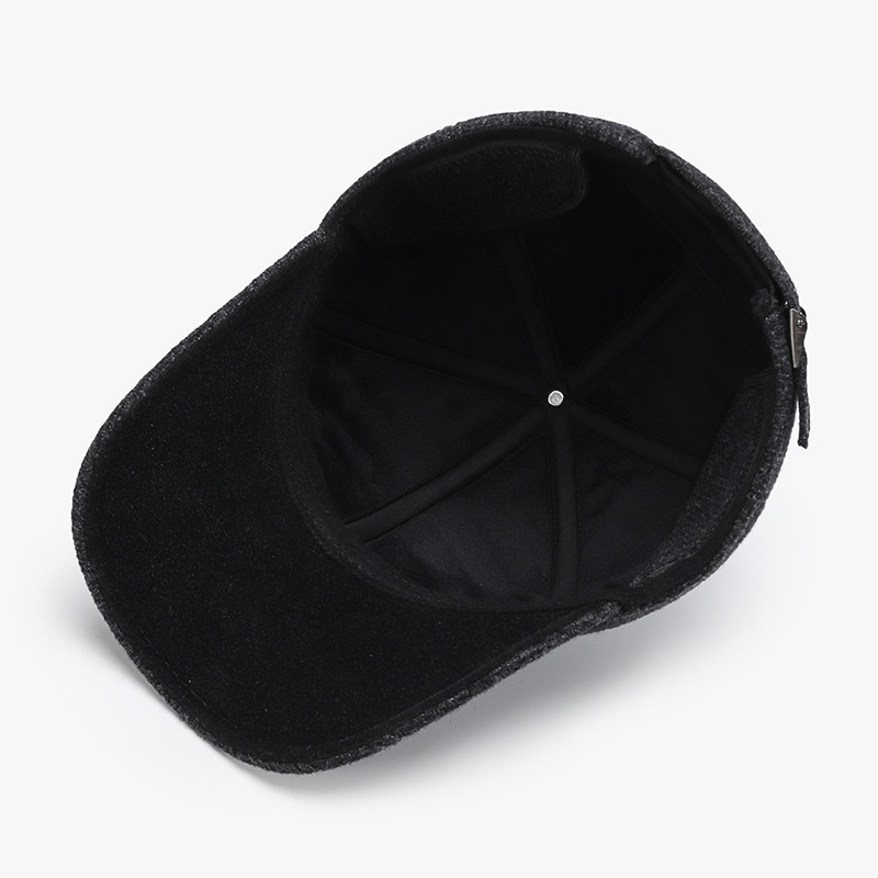 Tor Zur Wildnis Warm Duckbill Cap Grandpa Autumn Ear Protection Wool Cotton Hat For Men Winter Middle-aged And Elderly Large Size_voghion.com