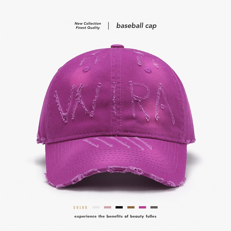 Tor Zur Wildnis Red Spring And Autumn Soft Top Washed Letter Distressed Baseball For Men Outdoor Versatile Cross-Border Women's_voghion.com