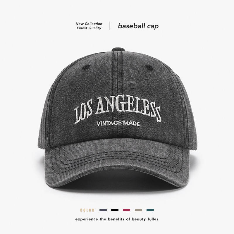 Washed Baseball Cap With Letter Embroidery For Men And Women_voghion.com