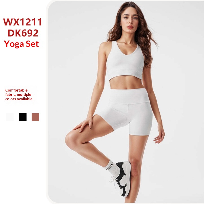 Cross-Border-Weste, hochtailliert, mit Hüftlift, schnelltrocknend, Lauf- und Fitnessbekleidung, Sportoberbekleidung, eng anliegendes Yoga-Zweiteiler-Set_voghion.com
