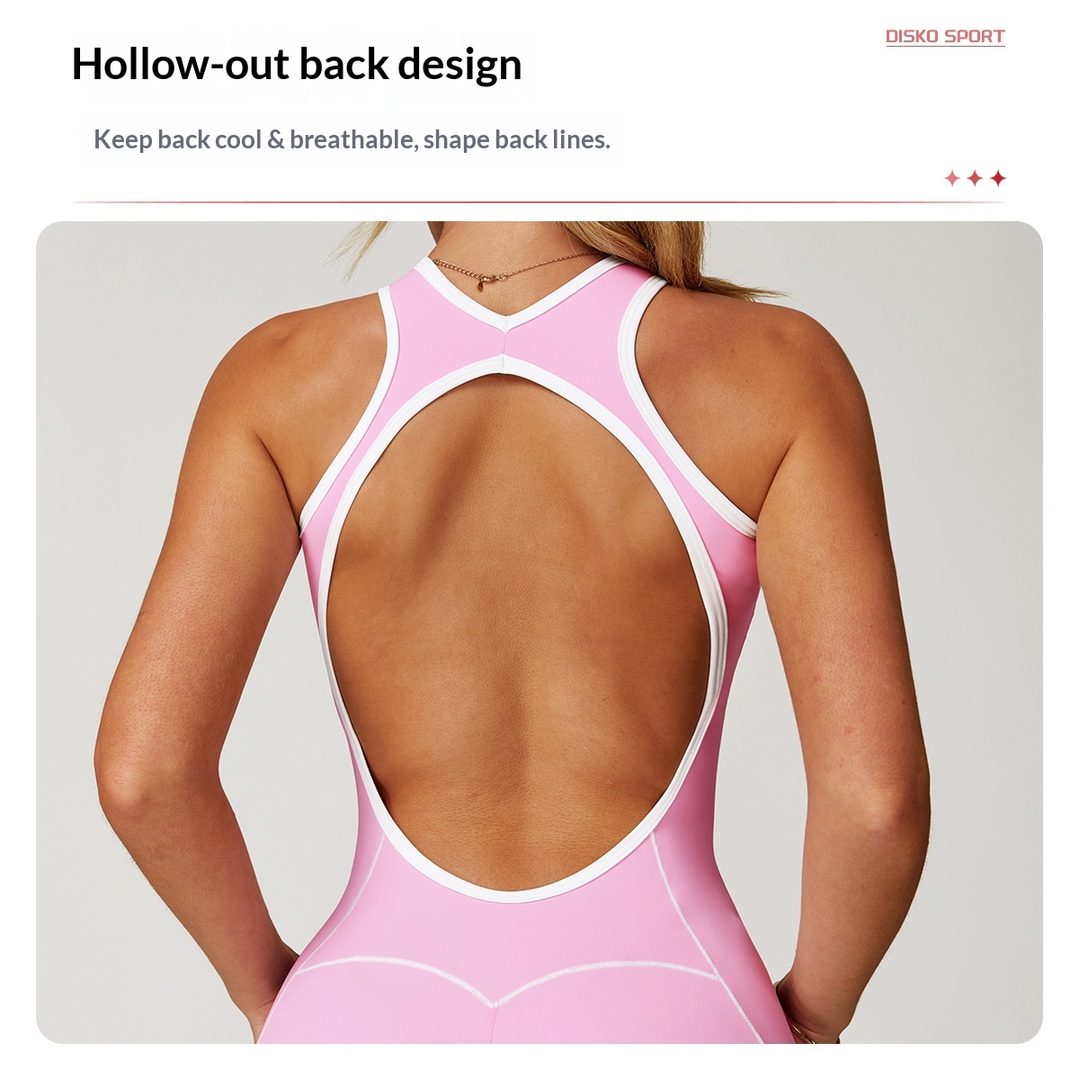 Women’s Yoga Jumpsuit Hollow Back Pleated Flared Sports Romper_voghion.com
