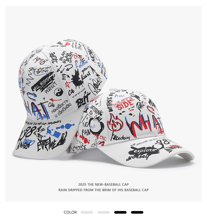 Tor Zur Wildnis INS Sunshade Sun Protection Casual Trendy Women Cartoon Graffiti Print Cap Student Baseball Hat Spring Summer New_voghion.com