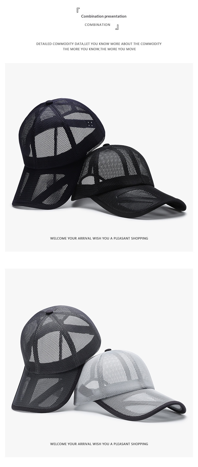 Ventilerande mesh basebollkeps för solskydd för herr och dam_voghion.com